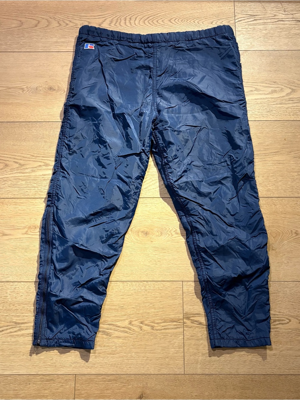 Vintage Russell Athletic Navy Lined Windbreaker Track Pants USA Made Men Small